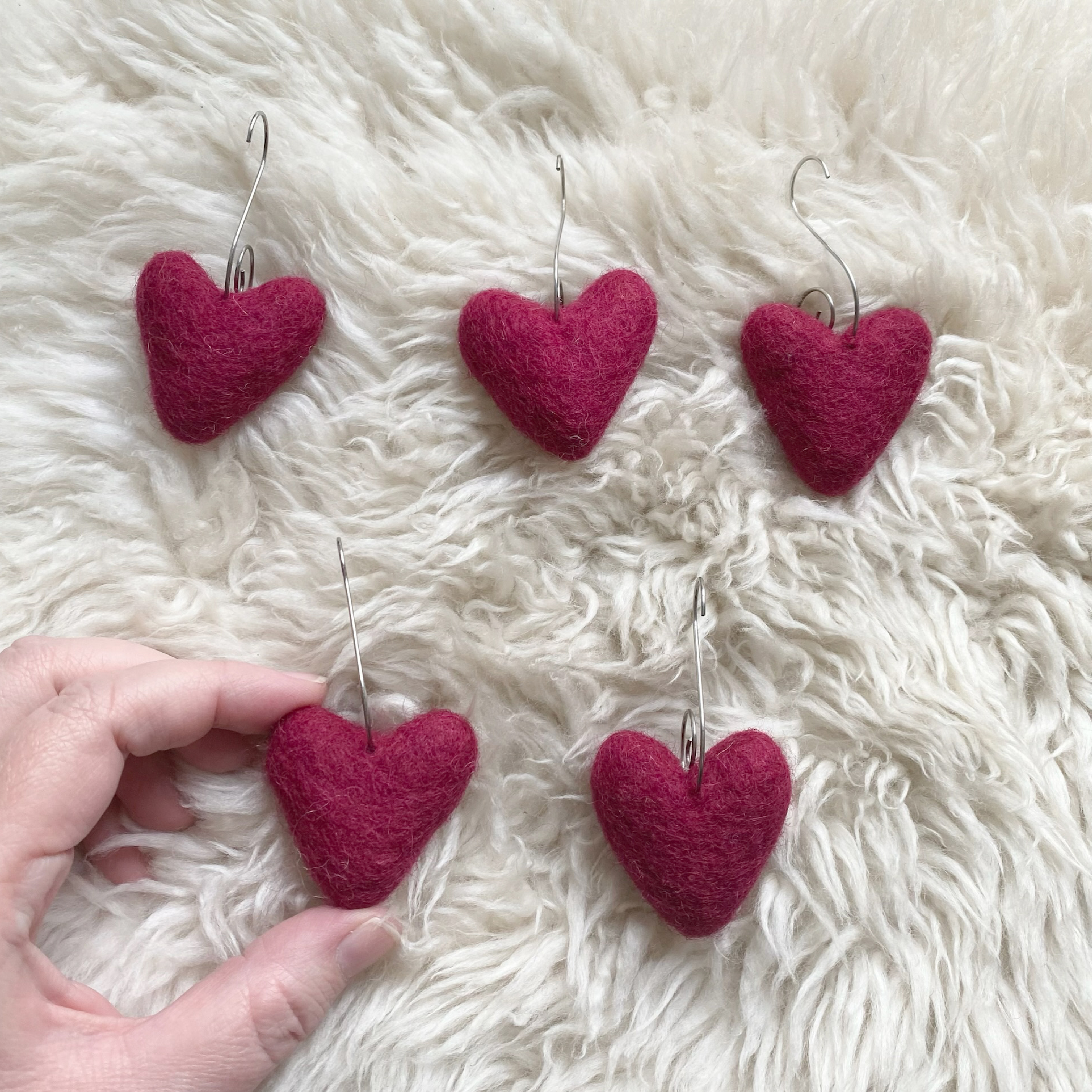 Felted Heart Ornaments
