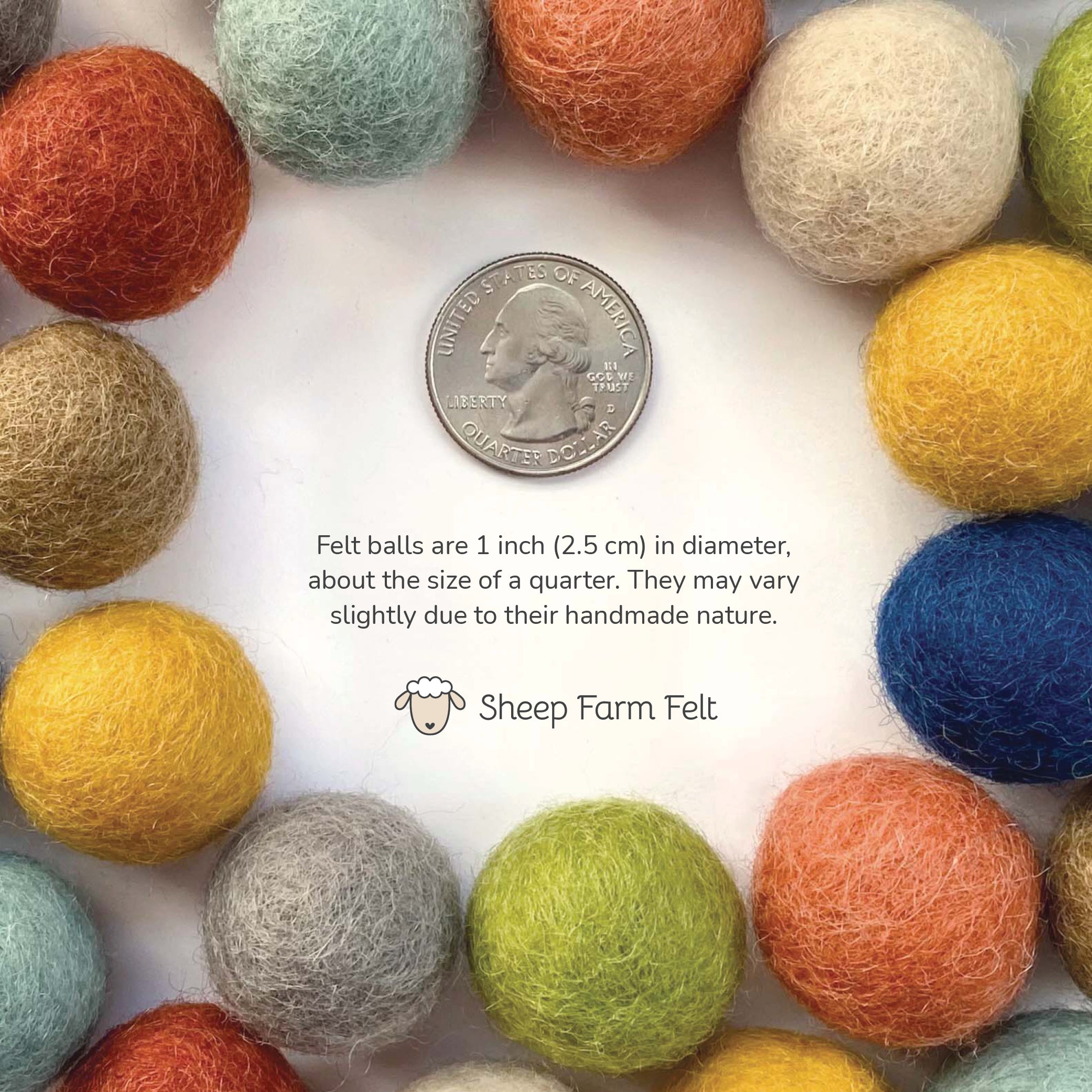 Mix 2 cm 100% wool Felt Balls Nursery Craft Beads Garland Making wool Beads,  B